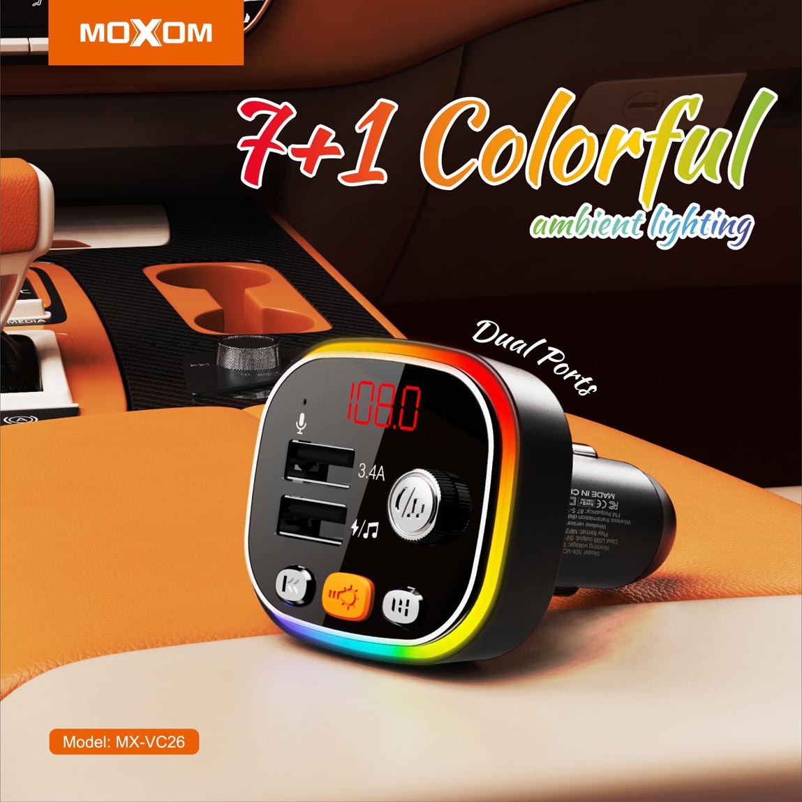 MOXOM Dual Ports Wireless Music Car Charger