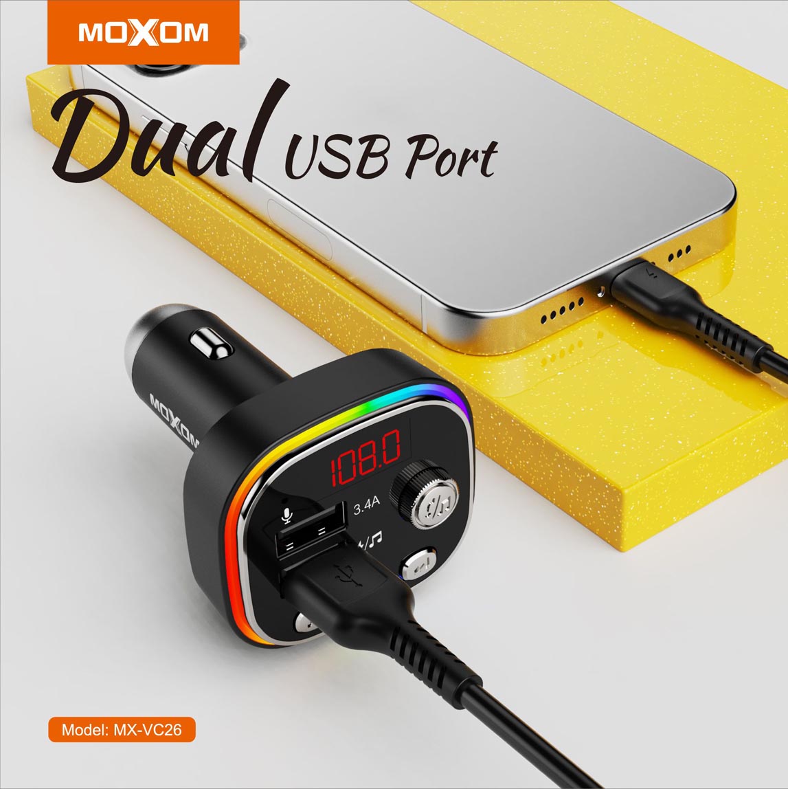 MOXOM Dual Ports Wireless Music Car Charger